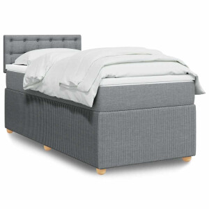 vidaXL Boxspring met matras stof lichtgrijs 80x200 cm