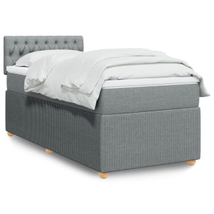 vidaXL Boxspring met matras stof lichtgrijs 90x190 cm