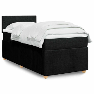 vidaXL Boxspring met matras stof zwart 90x200 cm