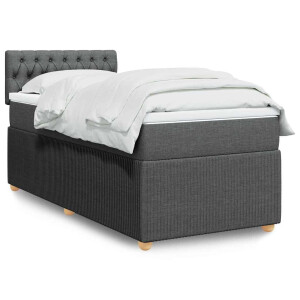 vidaXL Boxspring met matras stof donkergrijs 90x200 cm