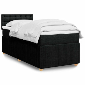 vidaXL Boxspring met matras stof zwart 90x200 cm