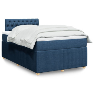 vidaXL Boxspring met matras stof blauw 120x190 cm