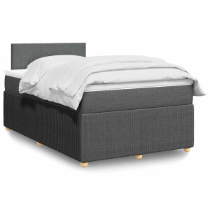 vidaXL Boxspring met matras stof donkergrijs 120x200 cm