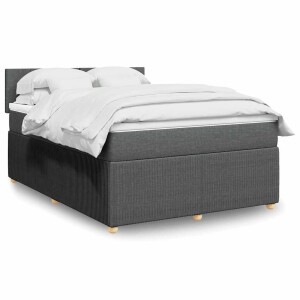 vidaXL Boxspring met matras stof donkergrijs 140x200 cm