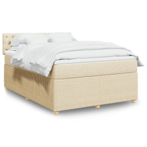 vidaXL Boxspring met matras stof crèmekleurig 140x200 cm