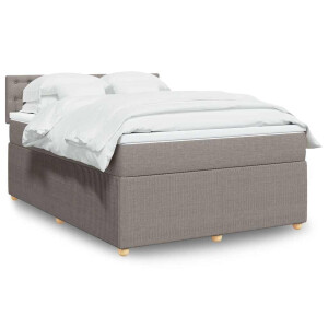 vidaXL Boxspring met matras stof taupe 140x200 cm