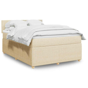vidaXL Boxspring met matras stof crèmekleurig 160x200 cm