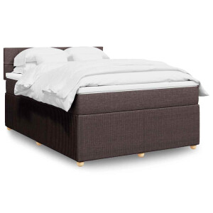 vidaXL Boxspring met matras stof donkerbruin 160x200 cm