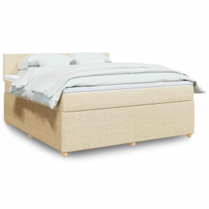 vidaXL Boxspring met matras stof crèmekleurig 180x200 cm