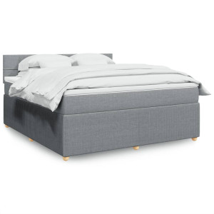 vidaXL Boxspring met matras stof lichtgrijs 180x200 cm