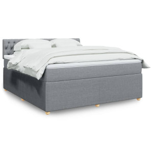 vidaXL Boxspring met matras stof lichtgrijs 180x200 cm