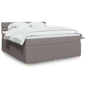 vidaXL Boxspring met matras stof taupe 180x200 cm