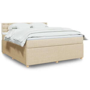 vidaXL Boxspring met matras stof crèmekleurig 180x200 cm
