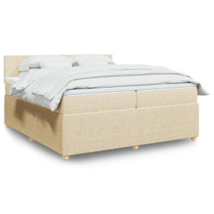 vidaXL Boxspring met matras stof crèmekleurig 200x200 cm