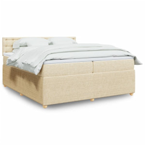 vidaXL Boxspring met matras stof crèmekleurig 200x200 cm
