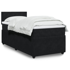 vidaXL Boxspring met matras fluweel zwart 80x200 cm