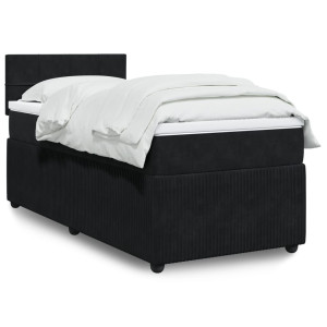 vidaXL Boxspring met matras fluweel zwart 80x200 cm