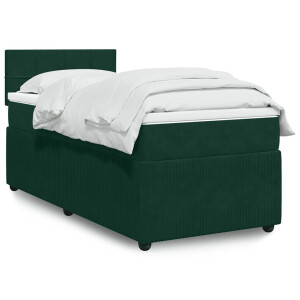 vidaXL Boxspring met matras fluweel donkergroen 80x200 cm