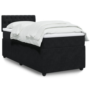 vidaXL Boxspring met matras fluweel zwart 80x200 cm