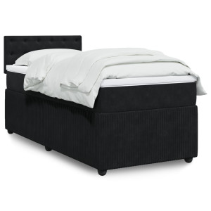 vidaXL Boxspring met matras fluweel zwart 80x200 cm