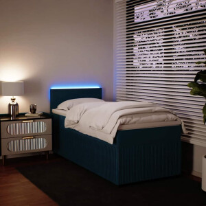 vidaXL Boxspring met matras fluweel blauw 90x190 cm