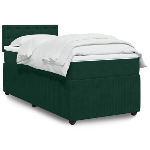 vidaXL Boxspring met matras fluweel donkergroen 90x190 cm
