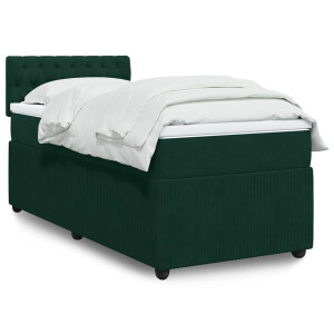 vidaXL Boxspring met matras fluweel donkergroen 90x190 cm