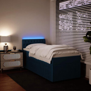 vidaXL Boxspring met matras fluweel blauw 90x190 cm