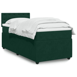 vidaXL Boxspring met matras fluweel donkergroen 90x200 cm