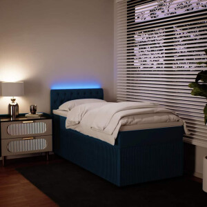 vidaXL Boxspring met matras fluweel blauw 90x200 cm