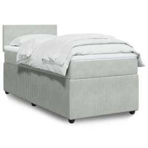 vidaXL Boxspring met matras fluweel lichtgrijs 100x200 cm