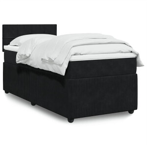vidaXL Boxspring met matras fluweel zwart 100x200 cm