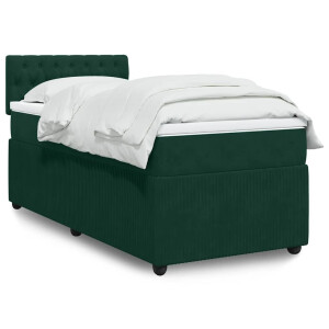 vidaXL Boxspring met matras fluweel donkergroen 100x200 cm