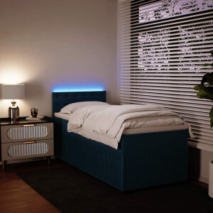 vidaXL Boxspring met matras fluweel blauw 100x200 cm