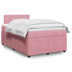 vidaXL Boxspring met matras fluweel roze 120x190 cm