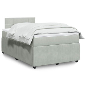 vidaXL Boxspring met matras fluweel lichtgrijs 120x190 cm