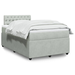 vidaXL Boxspring met matras fluweel lichtgrijs 120x190 cm