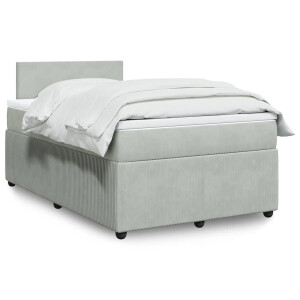 vidaXL Boxspring met matras fluweel lichtgrijs 120x200 cm