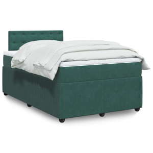 vidaXL Boxspring met matras fluweel donkergroen 120x200 cm