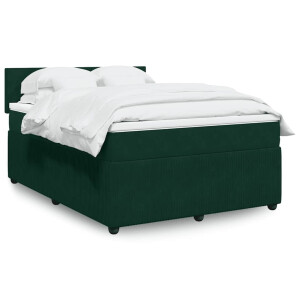 vidaXL Boxspring met matras fluweel donkergroen 140x190 cm