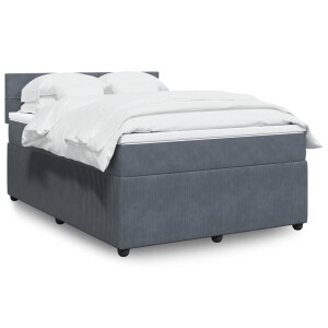 vidaXL Boxspring met matras fluweel donkergrijs 140x190 cm