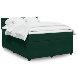 vidaXL Boxspring met matras fluweel donkergroen 140x190 cm