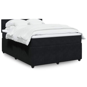 vidaXL Boxspring met matras fluweel zwart 140x200 cm