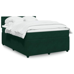 vidaXL Boxspring met matras fluweel donkergroen 140x200 cm