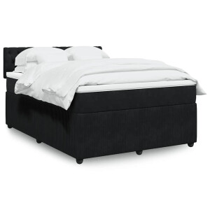 vidaXL Boxspring met matras fluweel zwart 140x200 cm