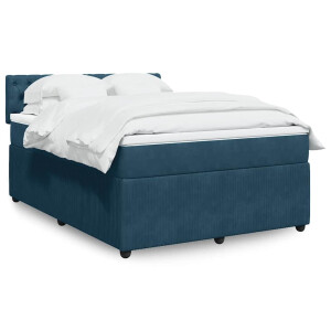 vidaXL Boxspring met matras fluweel blauw 140x200 cm