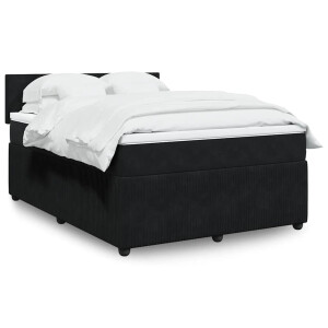 vidaXL Boxspring met matras fluweel zwart 160x200 cm