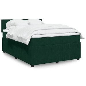 vidaXL Boxspring met matras fluweel donkergroen 160x200 cm
