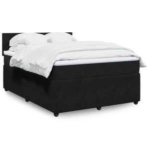 vidaXL Boxspring met matras fluweel zwart 160x200 cm
