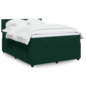 vidaXL Boxspring met matras fluweel donkergroen 160x200 cm